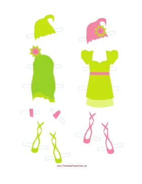 Green Fairy Paper Doll Outfits paper doll