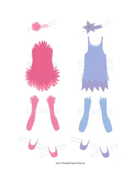 Pink/Blue Fairy Paper Doll Outfits paper doll