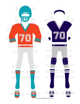 Football Player Paper Doll Outfits paper doll
