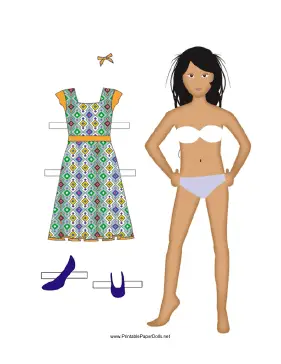 Girl Paper Doll with Sundress paper doll