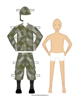 Male Soldier Paper Doll paper doll