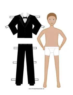 Black Tuxedo Paper Doll paper doll