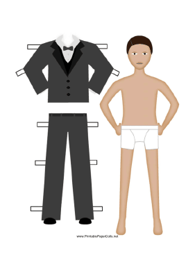 Gray Tuxedo Paper Doll paper doll