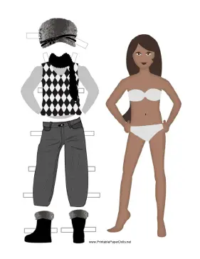 Female Paper Doll with Winter Clothes paper doll