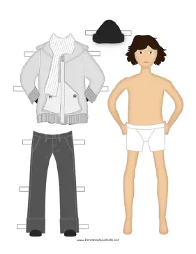 Male Paper Doll with Winter Clothes paper doll