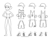 Female Basketball Player with Headband Paper Doll to Color