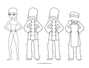 Female Chef Paper Doll to Color paper doll